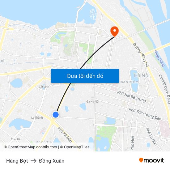 Hàng Bột to Đồng Xuân map