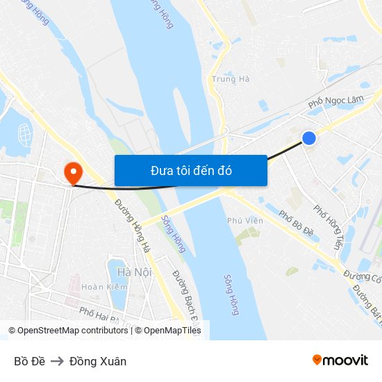 Bồ Đề to Đồng Xuân map