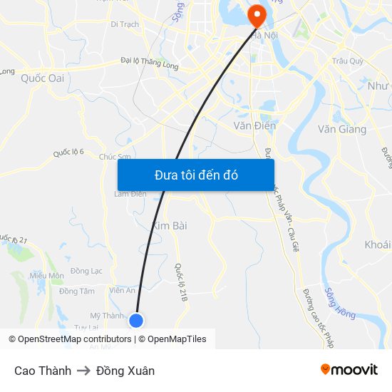Cao Thành to Đồng Xuân map