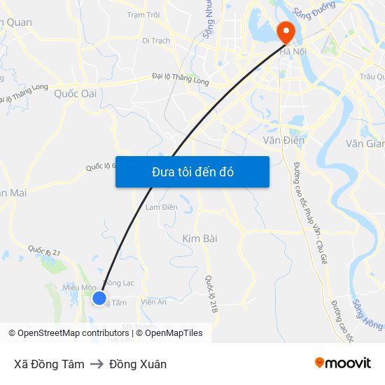 Xã Đồng Tâm to Đồng Xuân map