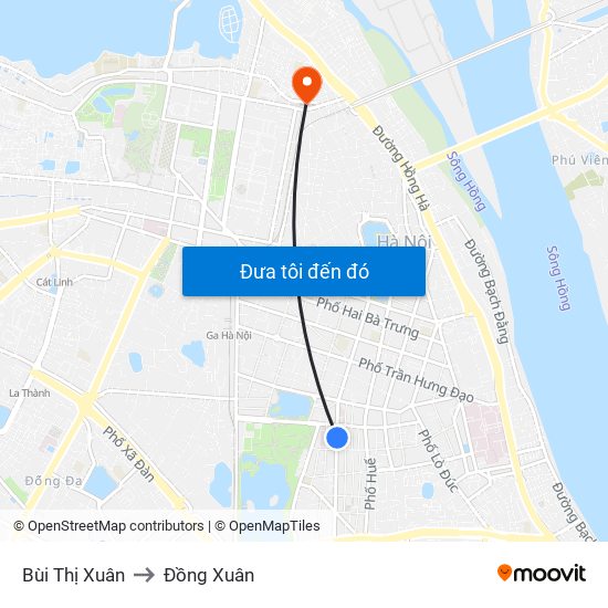 Bùi Thị Xuân to Đồng Xuân map