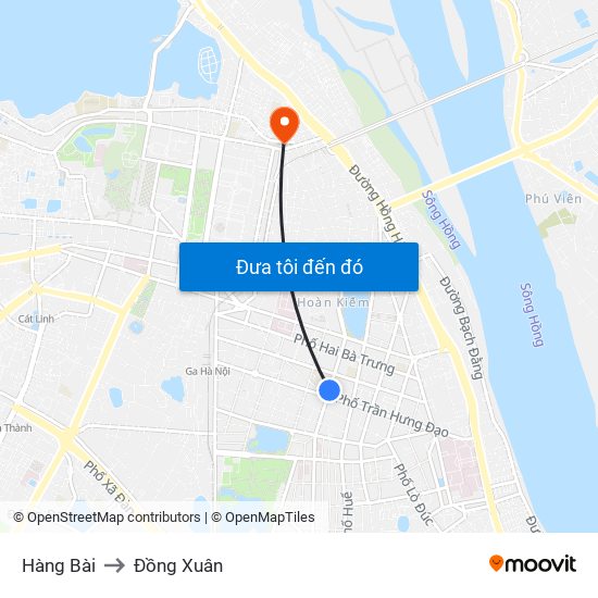 Hàng Bài to Đồng Xuân map