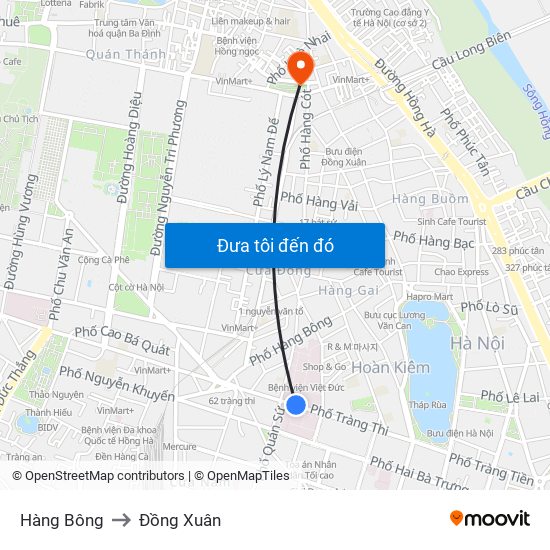 Hàng Bông to Đồng Xuân map
