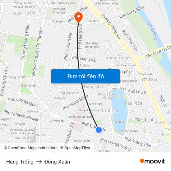 Hàng Trống to Đồng Xuân map