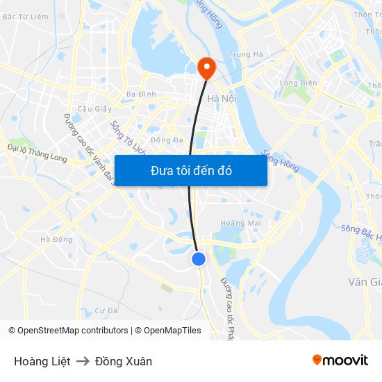 Hoàng Liệt to Đồng Xuân map