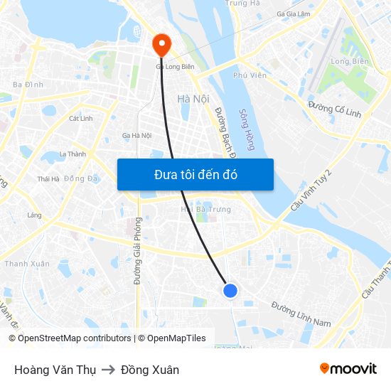 Hoàng Văn Thụ to Đồng Xuân map