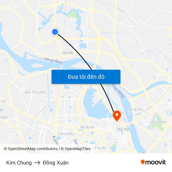 Kim Chung to Đồng Xuân map