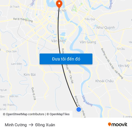 Minh Cường to Đồng Xuân map