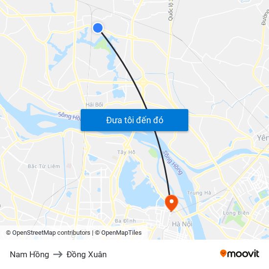 Nam Hồng to Đồng Xuân map