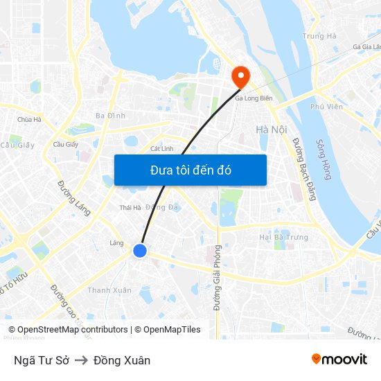 Ngã Tư Sở to Đồng Xuân map