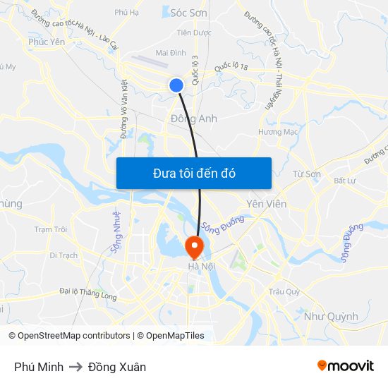 Phú Minh to Đồng Xuân map