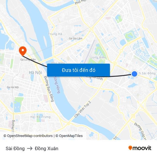 Sài Đồng to Đồng Xuân map