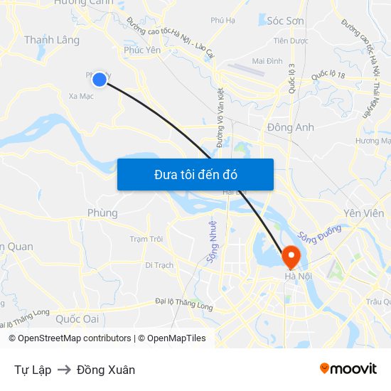 Tự Lập to Đồng Xuân map