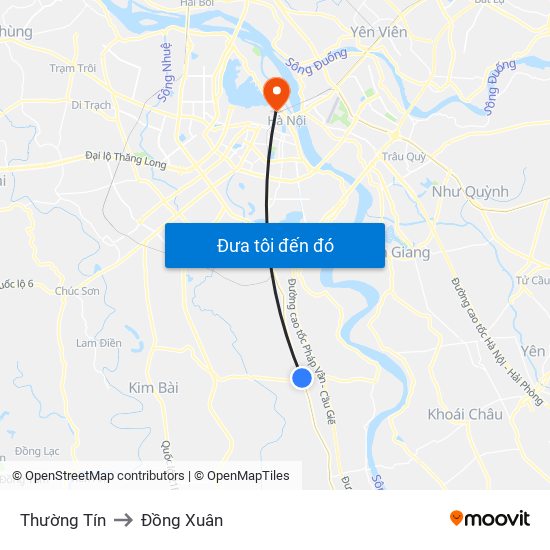 Thường Tín to Đồng Xuân map