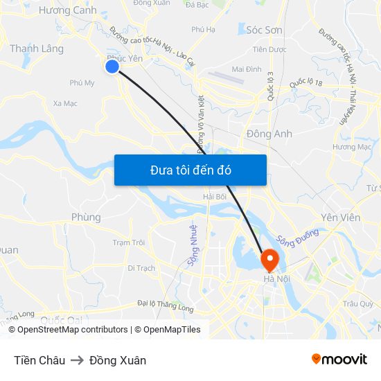 Tiền Châu to Đồng Xuân map