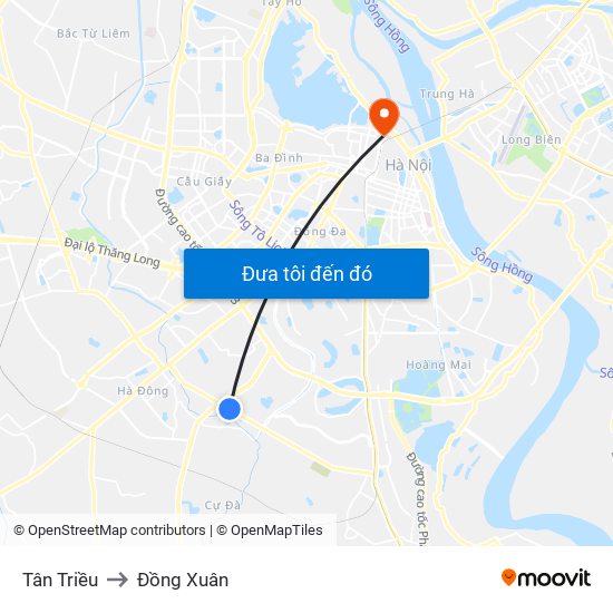 Tân Triều to Đồng Xuân map