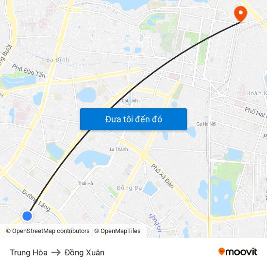 Trung Hòa to Đồng Xuân map