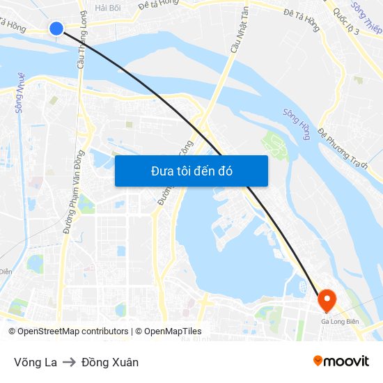 Võng La to Đồng Xuân map