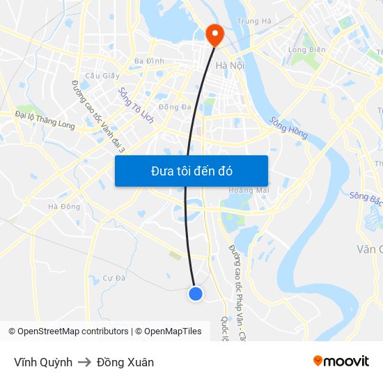 Vĩnh Quỳnh to Đồng Xuân map