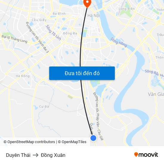 Duyên Thái to Đồng Xuân map