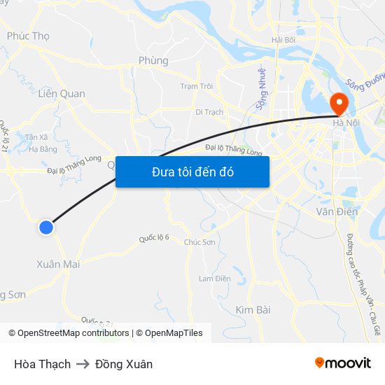 Hòa Thạch to Đồng Xuân map