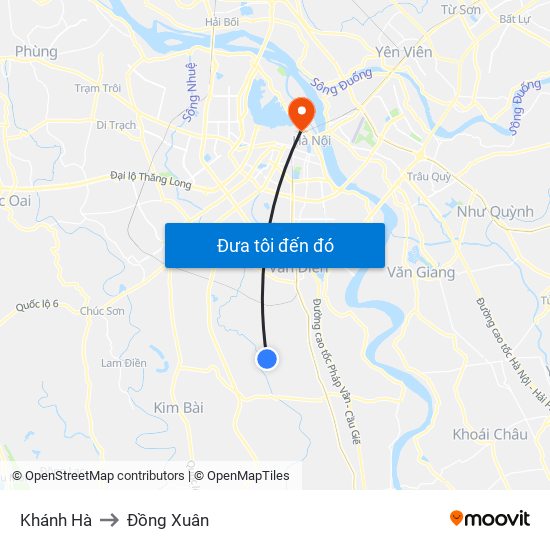 Khánh Hà to Đồng Xuân map