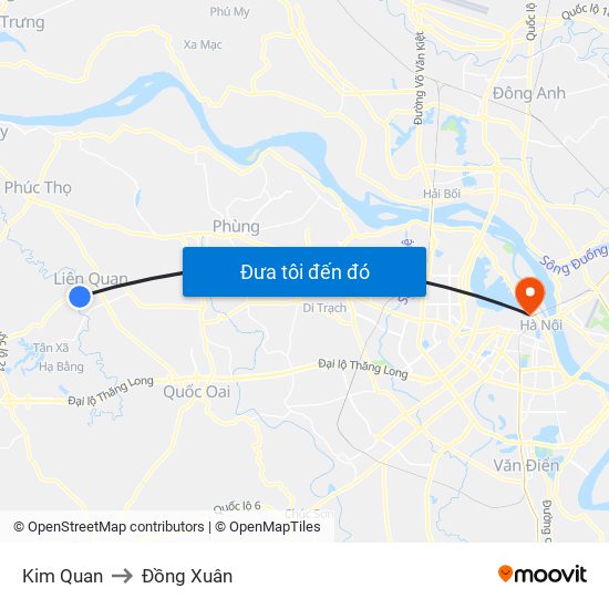 Kim Quan to Đồng Xuân map