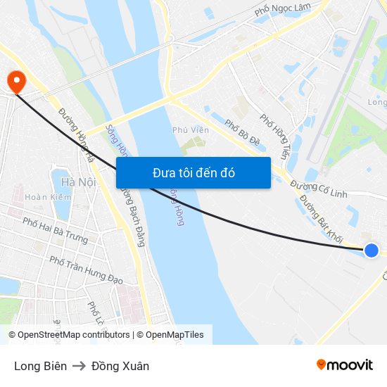 Long Biên to Đồng Xuân map