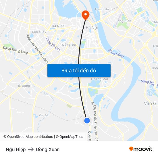 Ngũ Hiệp to Đồng Xuân map