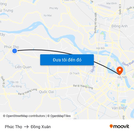 Phúc Thọ to Đồng Xuân map