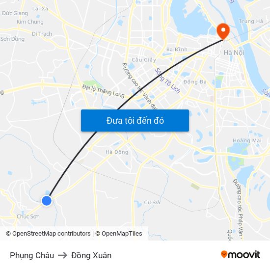Phụng Châu to Đồng Xuân map