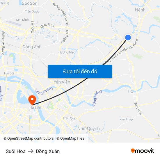 Suối Hoa to Đồng Xuân map