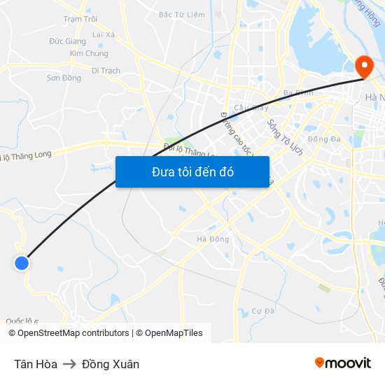 Tân Hòa to Đồng Xuân map