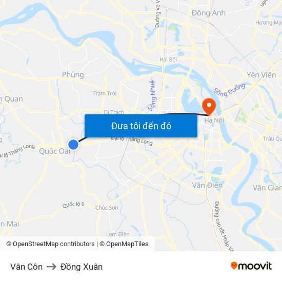 Vân Côn to Đồng Xuân map