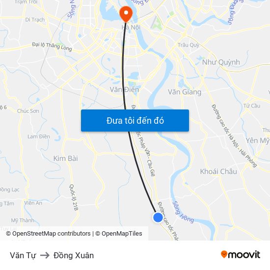 Văn Tự to Đồng Xuân map