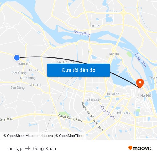 Tân Lập to Đồng Xuân map