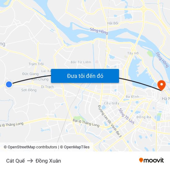 Cát Quế to Đồng Xuân map