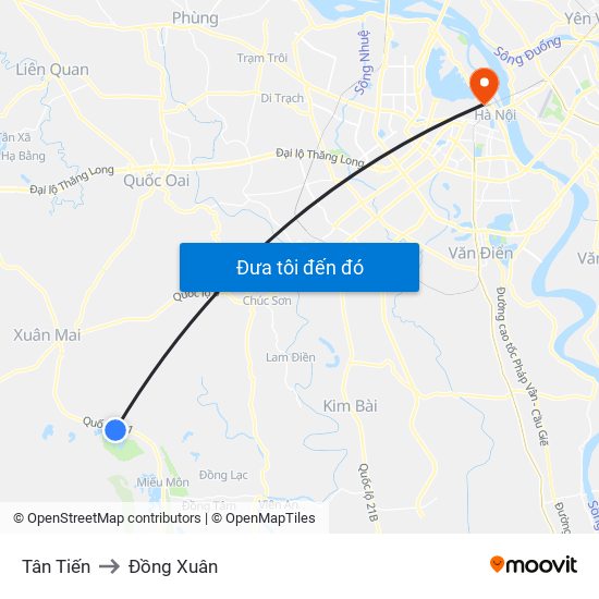 Tân Tiến to Đồng Xuân map