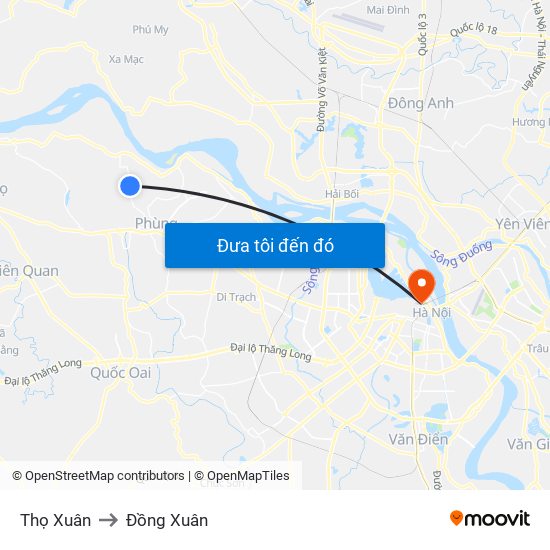 Thọ Xuân to Đồng Xuân map