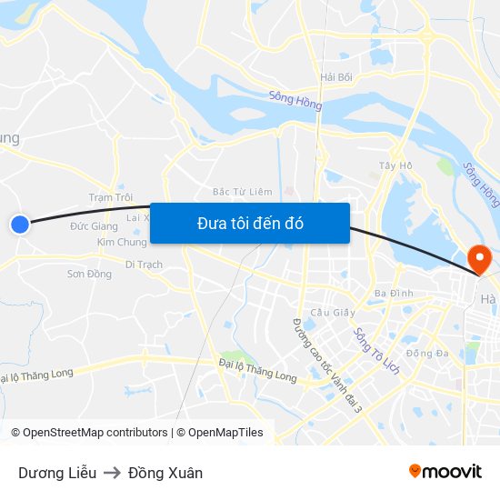 Dương Liễu to Đồng Xuân map