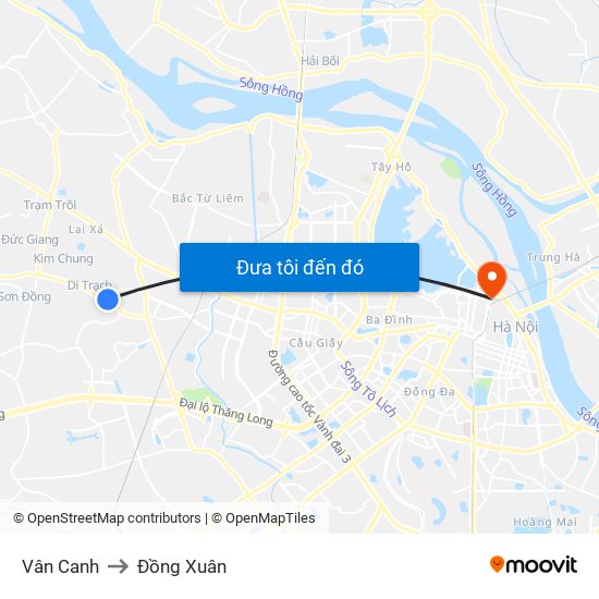 Vân Canh to Đồng Xuân map