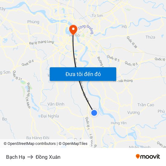 Bạch Hạ to Đồng Xuân map