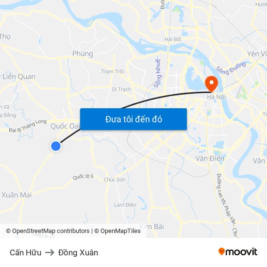 Cấn Hữu to Đồng Xuân map