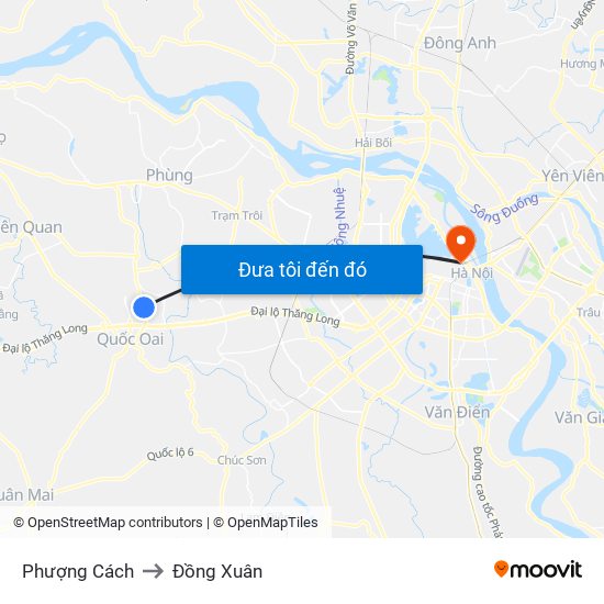 Phượng Cách to Đồng Xuân map