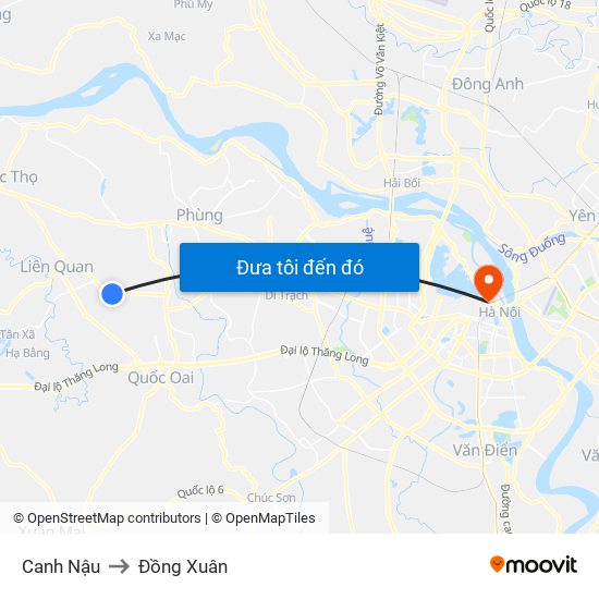 Canh Nậu to Đồng Xuân map