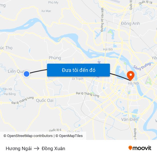 Hương Ngải to Đồng Xuân map