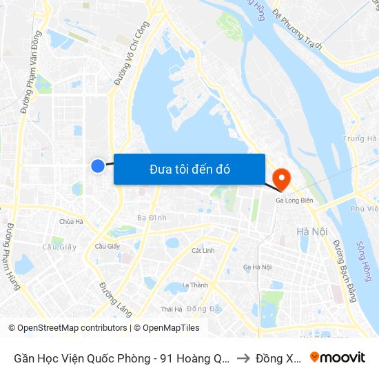 Gần Học Viện Quốc Phòng - 91 Hoàng Quốc Việt to Đồng Xuân map