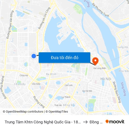 Trung Tâm Khtn Công Nghệ Quốc Gia - 18 Hoàng Quốc Việt to Đồng Xuân map