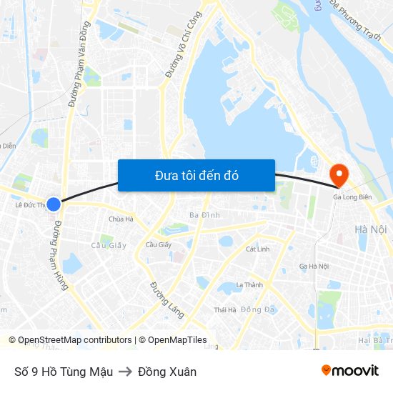 Số 9 Hồ Tùng Mậu to Đồng Xuân map