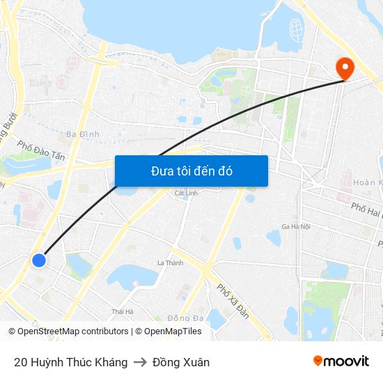 20 Huỳnh Thúc Kháng to Đồng Xuân map